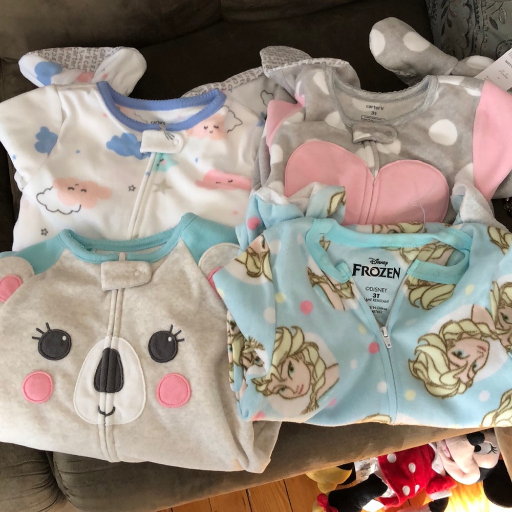 Lot of 4 zip up PJs 3T all brand new with tags